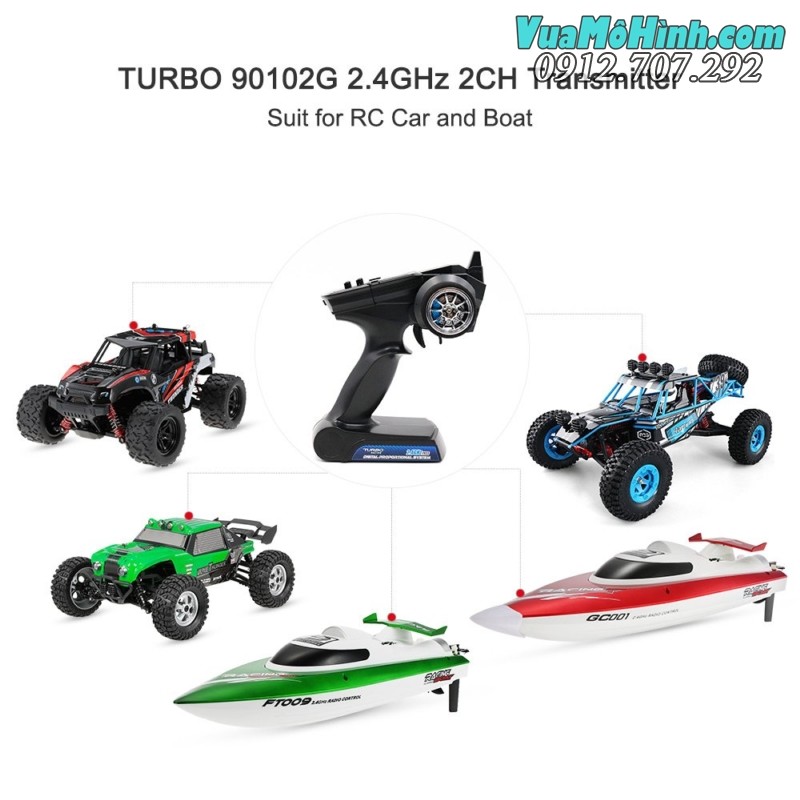 Tay điều khiển Turbo Racing 90102G 2 kênh 3 kênh dùng cho xe điều khiển và cano điều khiển