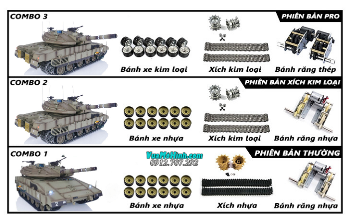 Xe tăng điều khiển từ xa Heng Long Merkava MK IV tỉ lệ 1/16