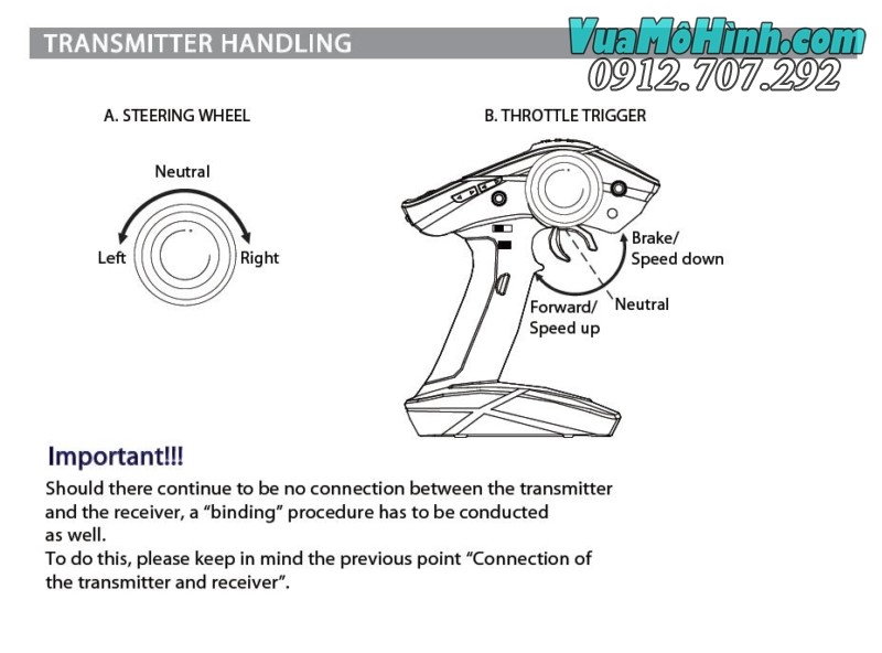 Tay điều khiển 7 kênh Turbo Racing TB-TX2 7ch dùng cho xe điều khiển và cano điều khiển từ xa