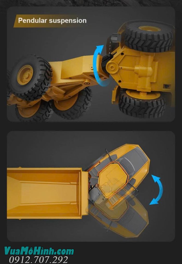 Xe ben điều khiển từ xa Volvo A40G Double E591-001 chính hãng, mô hình xe công trình tỉ lệ 1/20