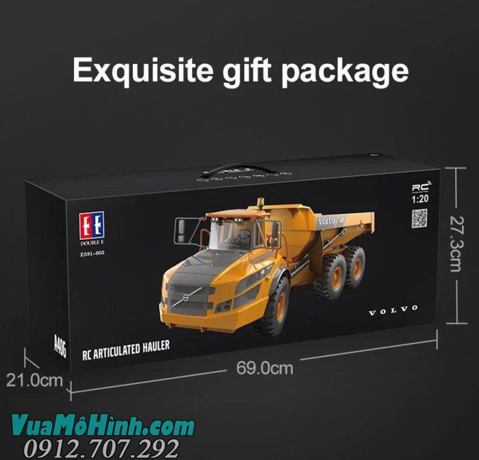 Xe ben điều khiển từ xa Volvo A40G Double E591-001 chính hãng, mô hình xe công trình tỉ lệ 1/20