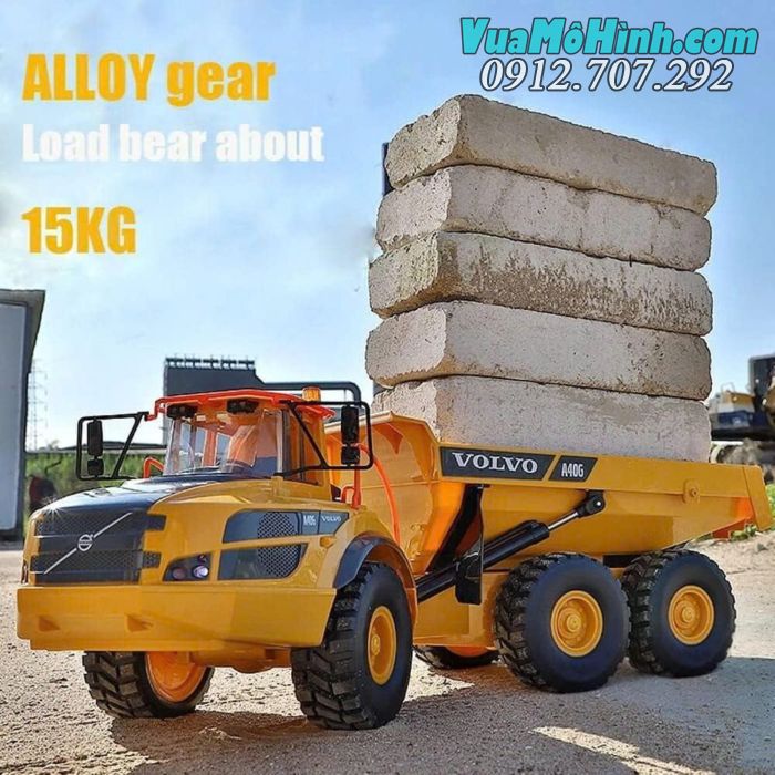 Xe ben điều khiển từ xa Volvo A40G Double E591-001 chính hãng, mô hình xe công trình tỉ lệ 1/20