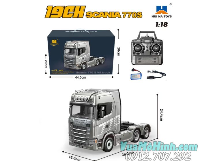 xe đầu kéo huina toys 1501 chính hãng 9 kênh tỉ lệ 1/18 xe ô tô tải móc scania mooc