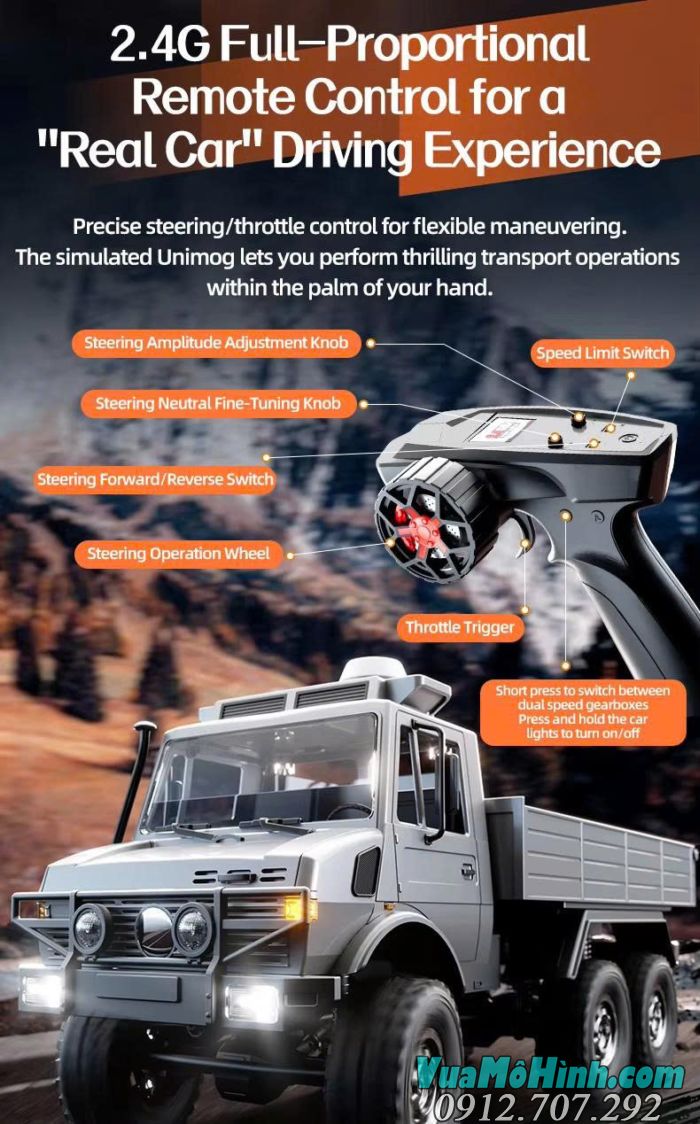 Xe tải điều khiển từ xa JJRC C8823 Unimog 6WD phiên bản có thùng tải