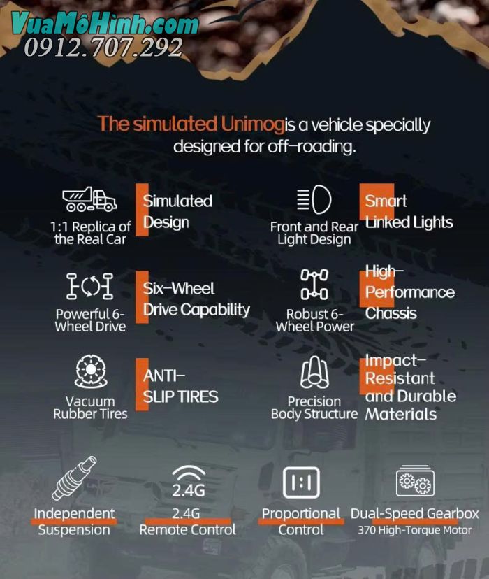 Xe tải điều khiển từ xa JJRC C8823 Unimog 6WD phiên bản có thùng tải