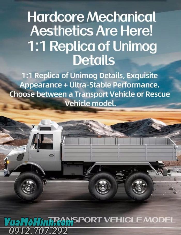 Xe tải điều khiển từ xa JJRC C8823 Unimog 6WD phiên bản có thùng tải