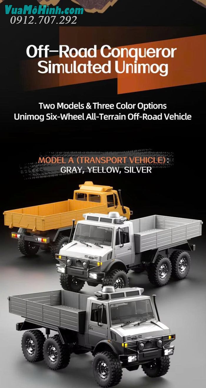 Xe tải điều khiển từ xa JJRC C8823 Unimog 6WD phiên bản có thùng tải