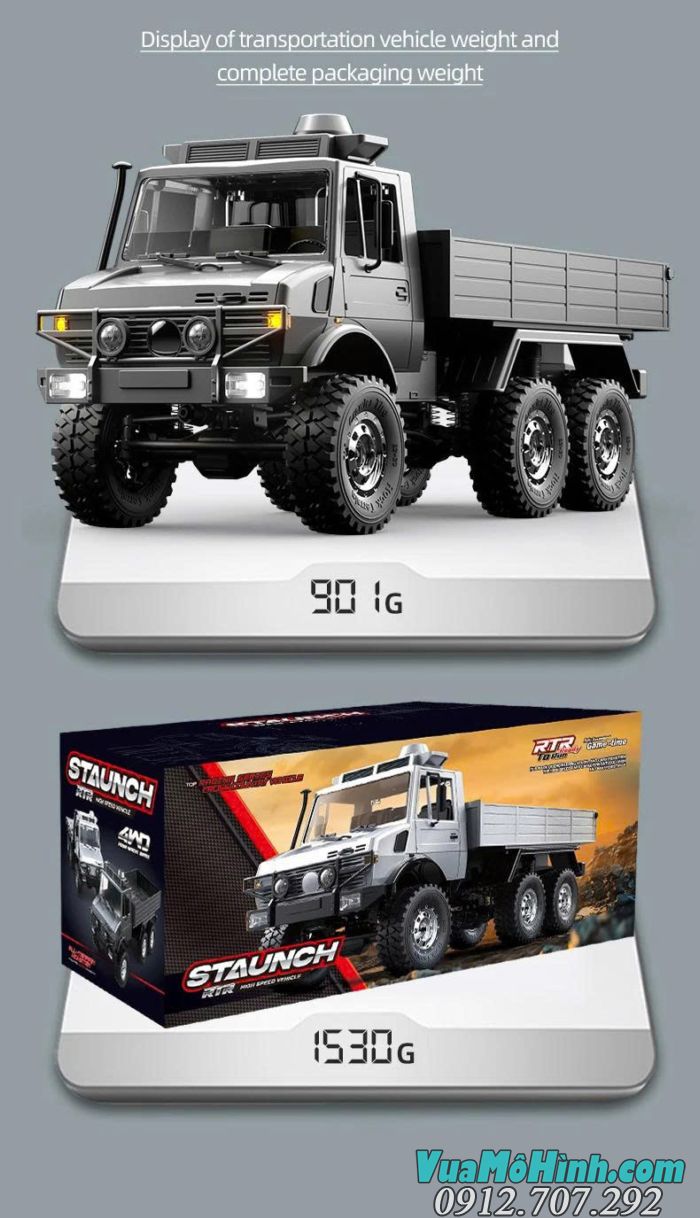Xe tải điều khiển từ xa JJRC C8823 Unimog 6WD phiên bản có thùng tải