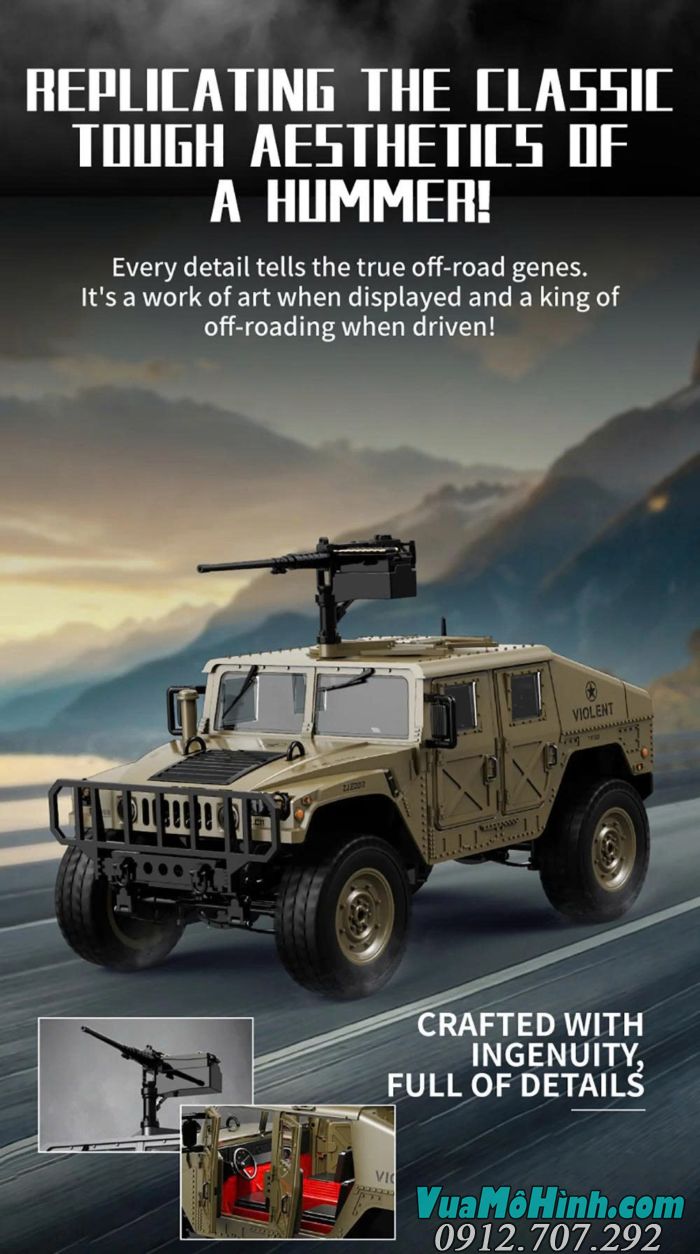 Xe điều khiển từ xa JJRC C8835 Hummer Jeep tỷ lệ 1/16 vượt địa hình