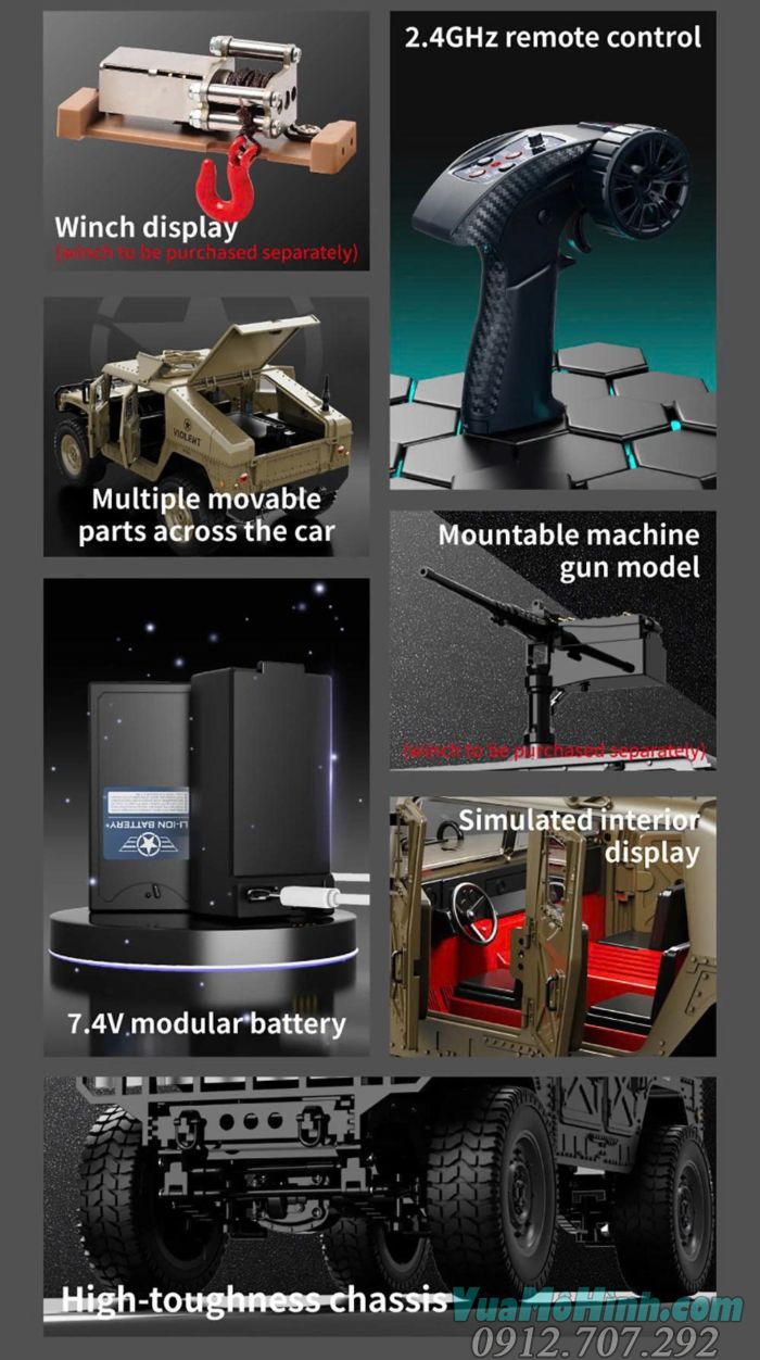 Xe điều khiển từ xa JJRC C8835 Hummer Jeep tỷ lệ 1/16 vượt địa hình