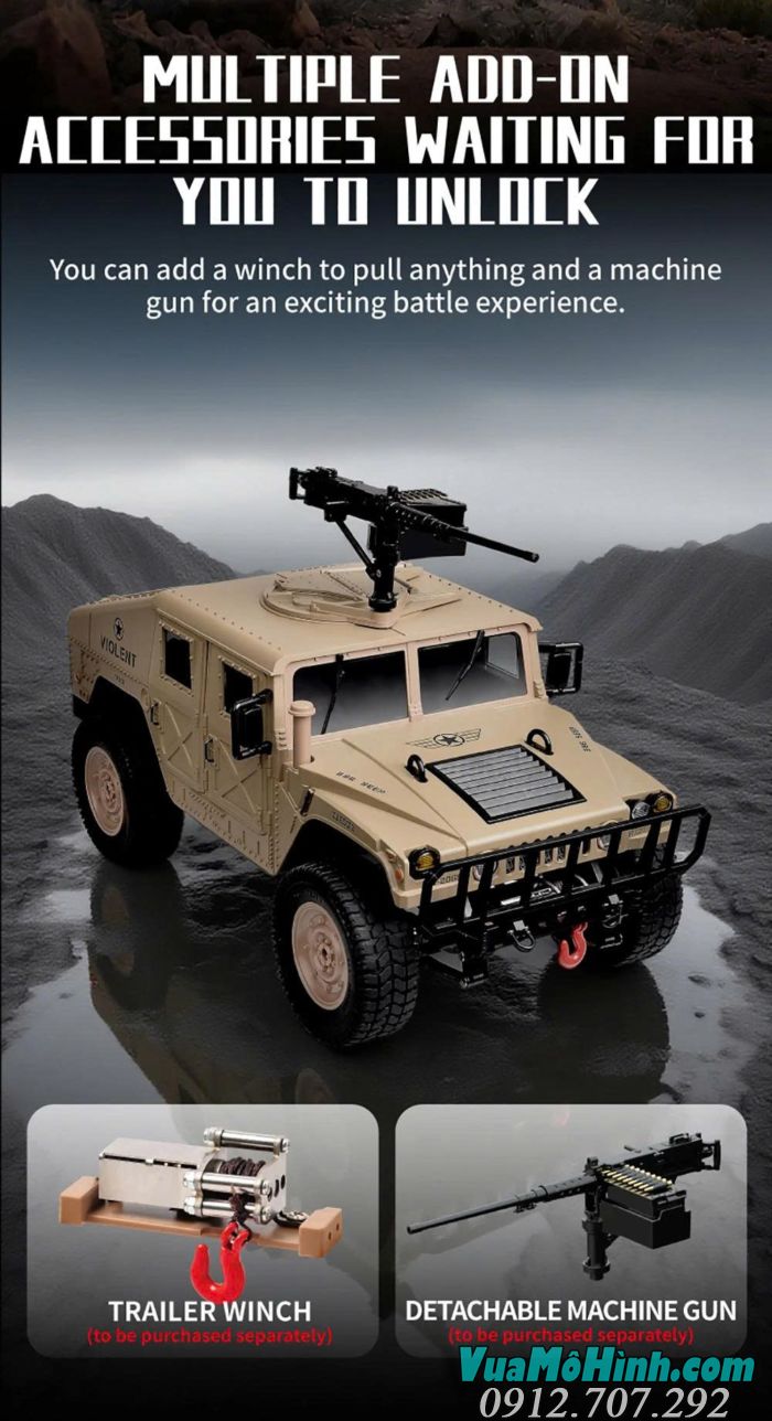 Xe điều khiển từ xa JJRC C8835 Hummer Jeep tỷ lệ 1/16 vượt địa hình