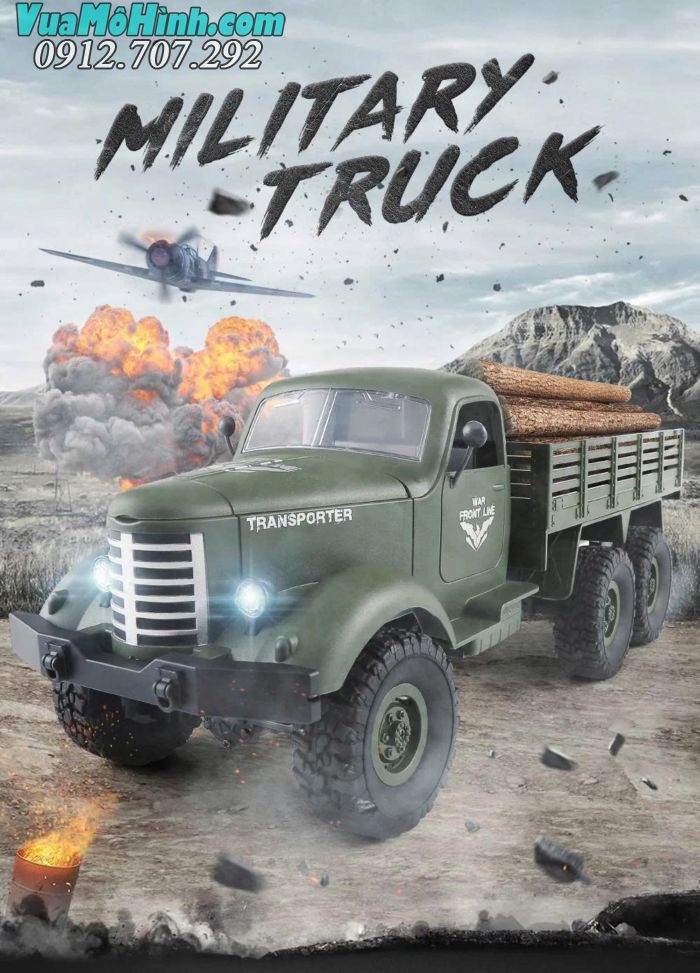 Xe điều khiển từ xa JJRC Q60 mô phỏng xe tải quân sự ZIL-150 3 cầu Liên Xô