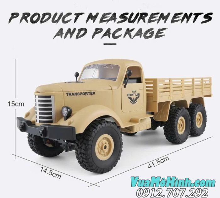 Xe điều khiển từ xa JJRC Q60 mô phỏng xe tải quân sự ZIL-150 3 cầu Liên Xô