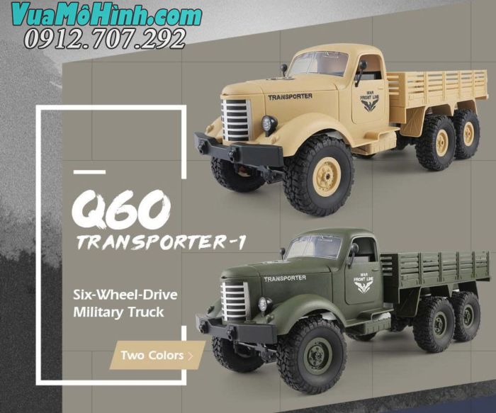 Xe điều khiển từ xa JJRC Q60 mô phỏng xe tải quân sự ZIL-150 3 cầu Liên Xô