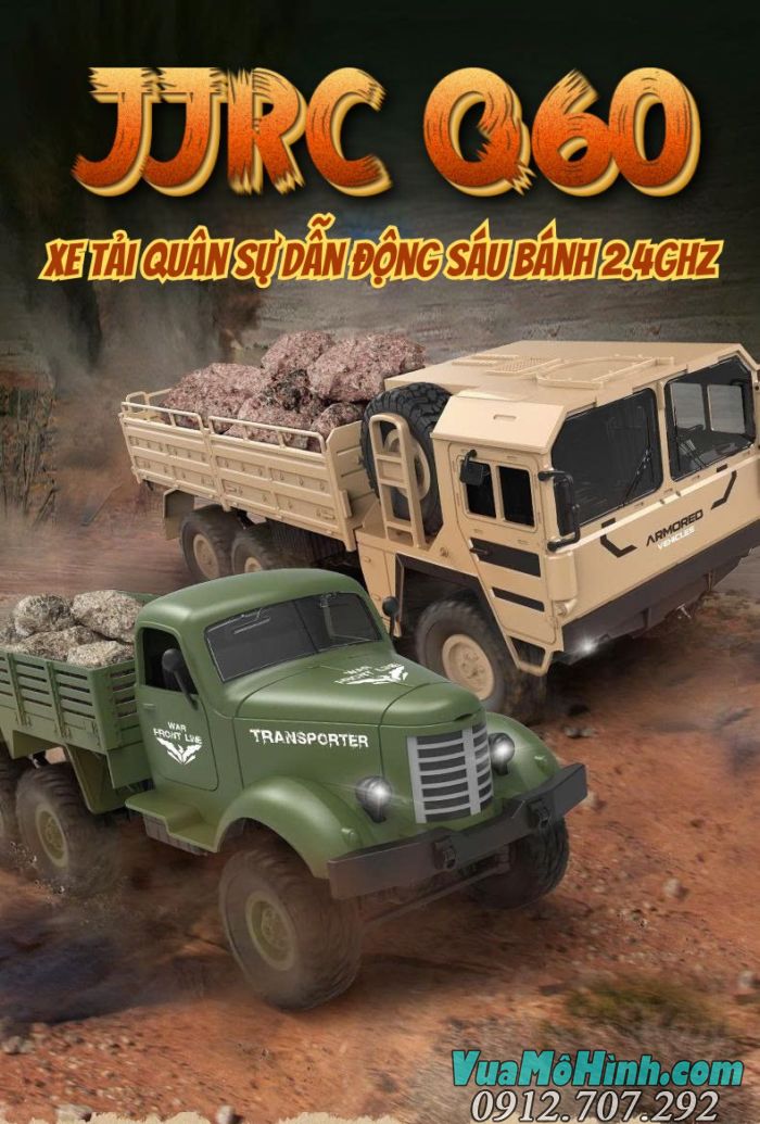 Xe điều khiển từ xa JJRC Q60 mô phỏng xe tải quân sự ZIL-150 3 cầu Liên Xô