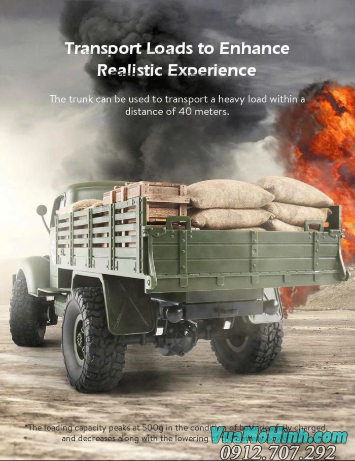 Xe điều khiển từ xa JJRC Q60 mô phỏng xe tải quân sự ZIL-150 3 cầu Liên Xô