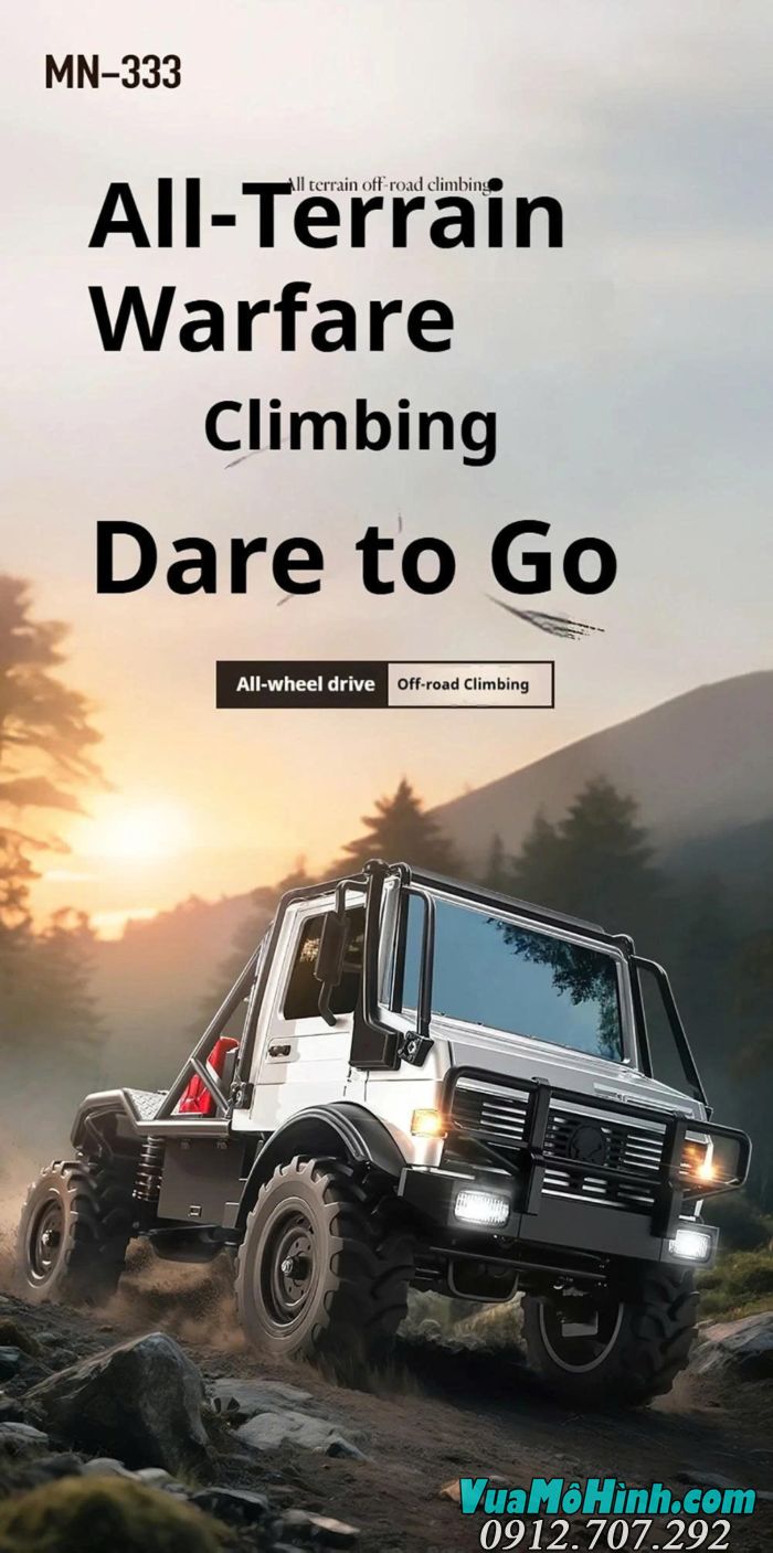 Xe địa hình điều khiển từ xa MN333 Unimog U4000 tỉ lệ 1/18
