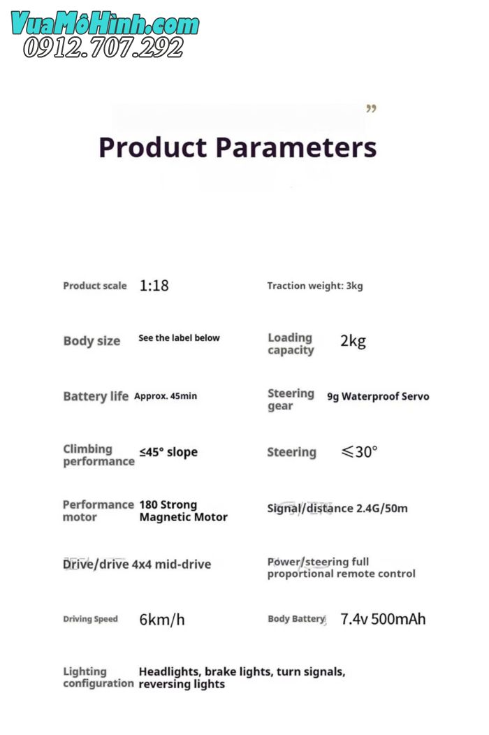 Xe địa hình điều khiển từ xa MN333 Unimog U4000 tỉ lệ 1/18