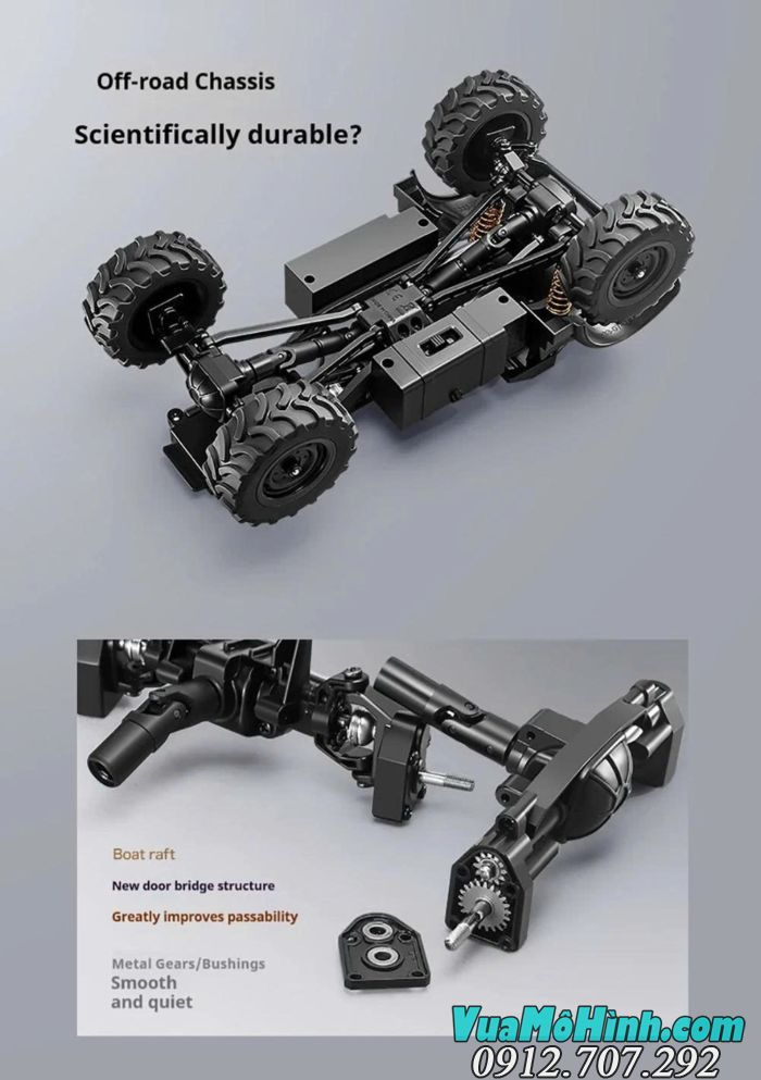 Xe địa hình điều khiển từ xa MN333 Unimog U4000 tỉ lệ 1/18