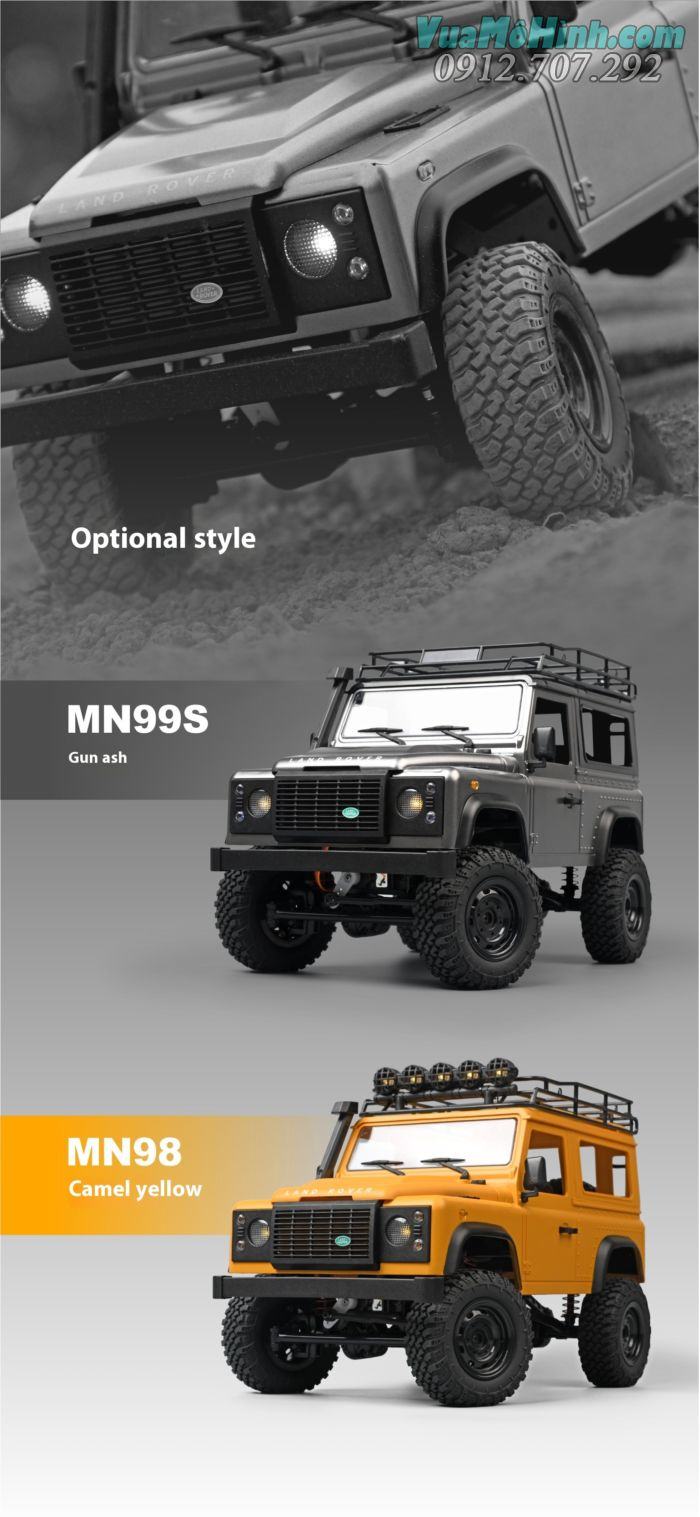 Xe ô tô địa hình điều khiển từ xa RC MN99S2 (Mn99S Ver 2) Land Rover Defender D90 Rock Jeep