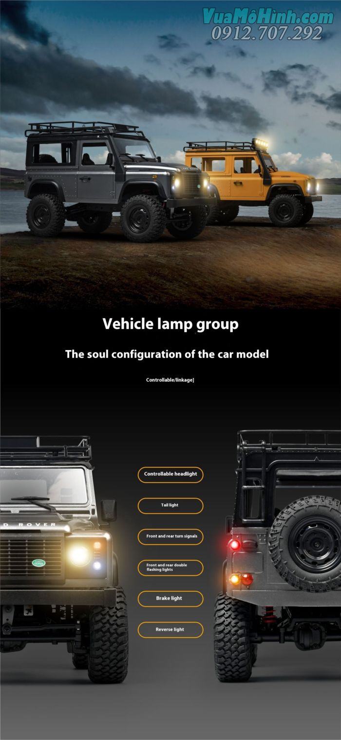 Xe ô tô địa hình điều khiển từ xa RC MN99S2 (Mn99S Ver 2) Land Rover Defender D90 Rock Jeep
