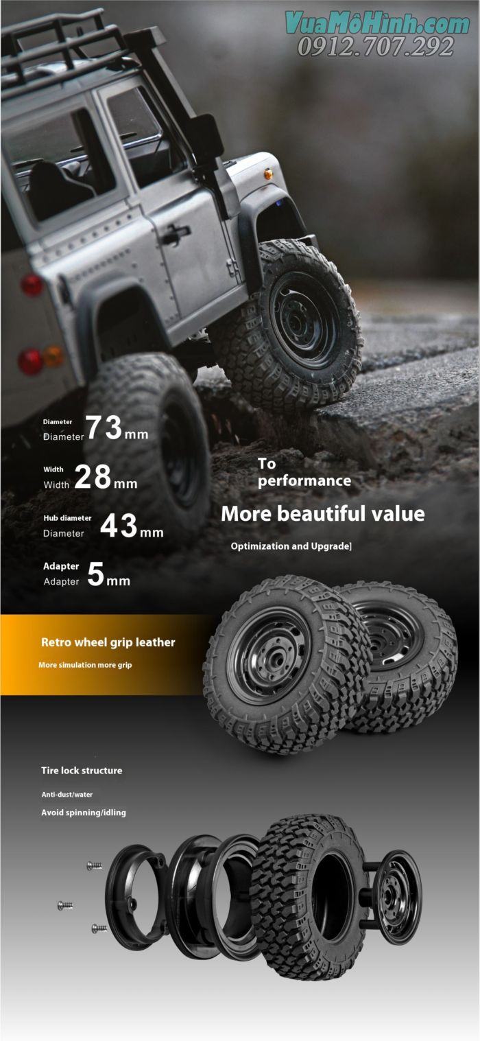 Xe ô tô địa hình điều khiển từ xa RC MN99S2 (Mn99S Ver 2) Land Rover Defender D90 Rock Jeep