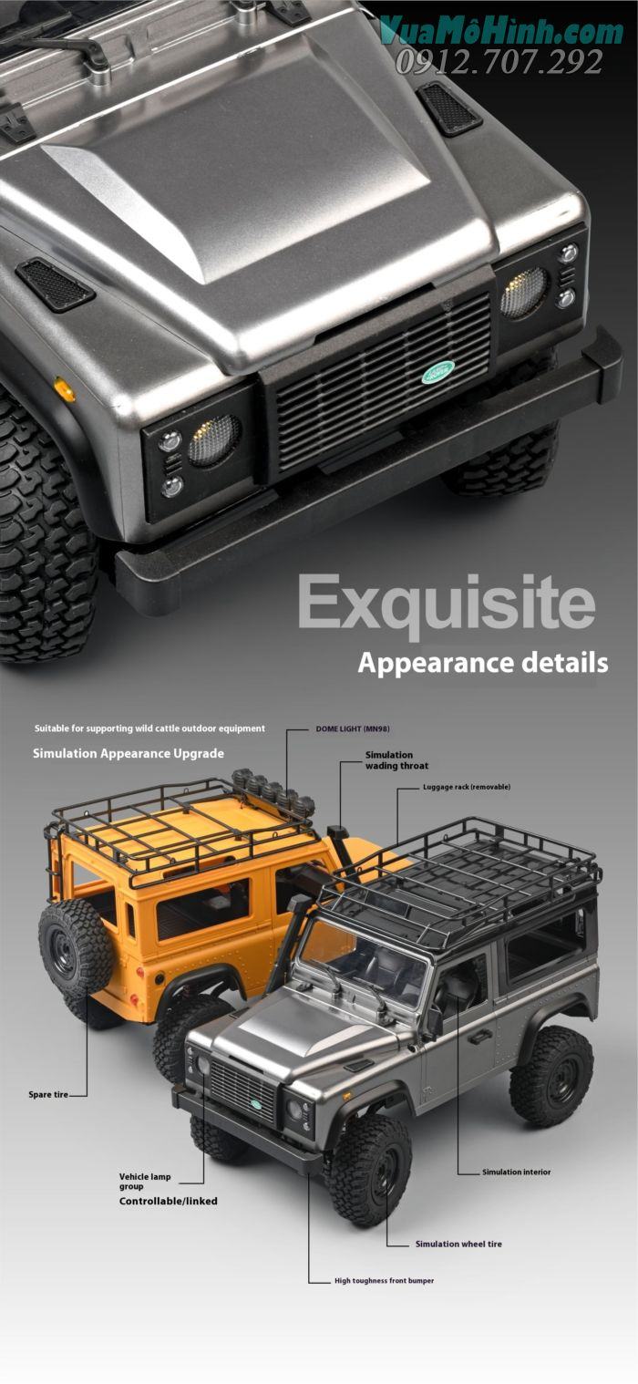 Xe ô tô địa hình điều khiển từ xa RC MN99S2 (Mn99S Ver 2) Land Rover Defender D90 Rock Jeep
