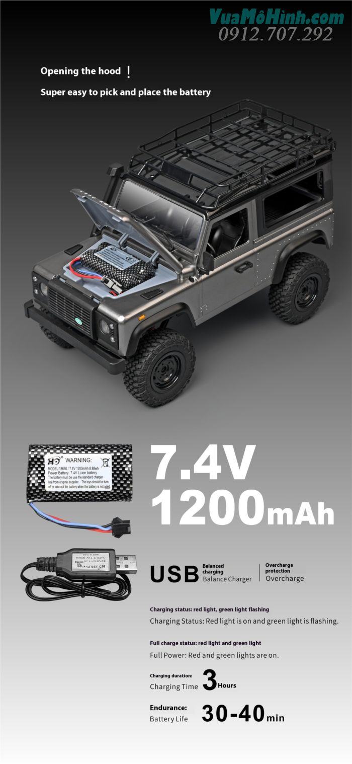 Xe ô tô địa hình điều khiển từ xa RC MN99S2 (Mn99S Ver 2) Land Rover Defender D90 Rock Jeep