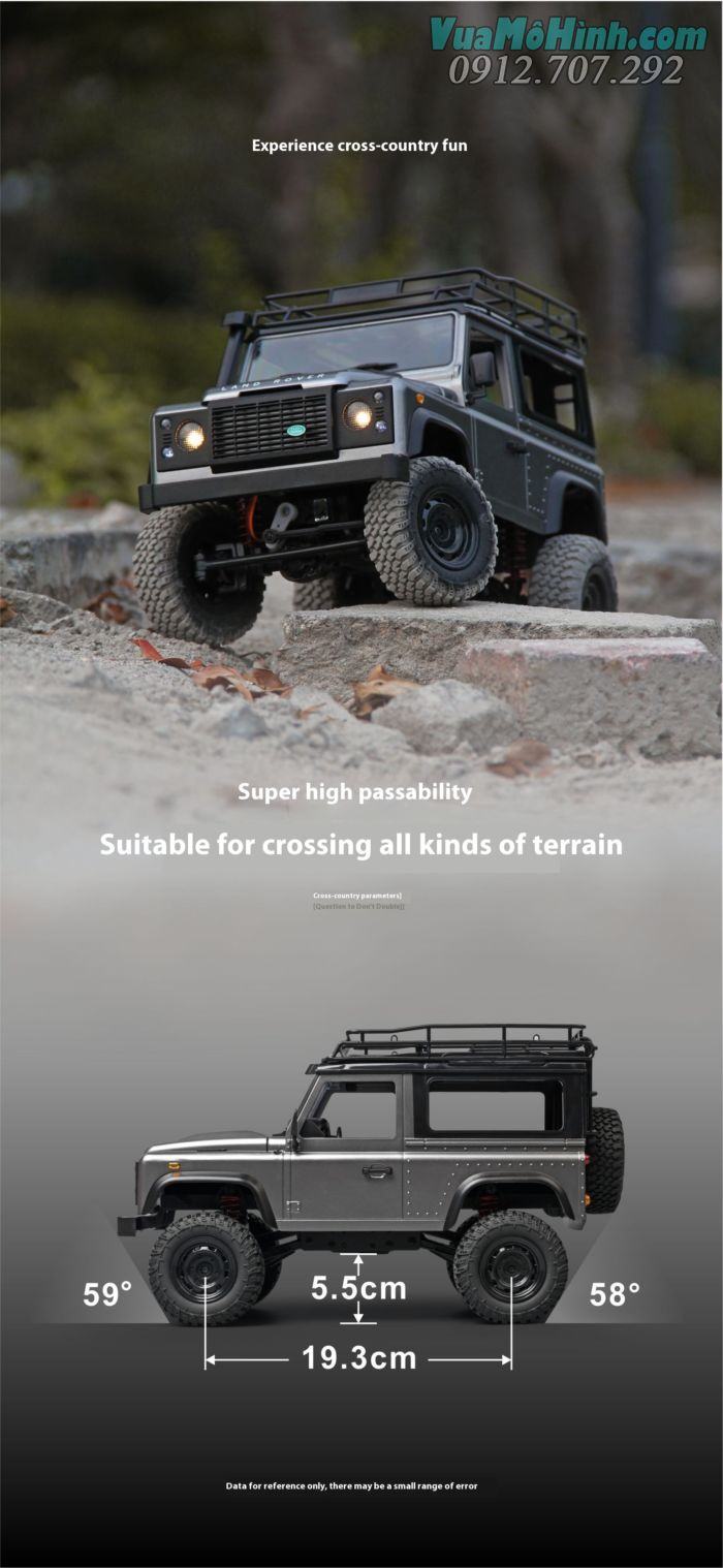 Xe ô tô địa hình điều khiển từ xa RC MN99S2 (Mn99S Ver 2) Land Rover Defender D90 Rock Jeep