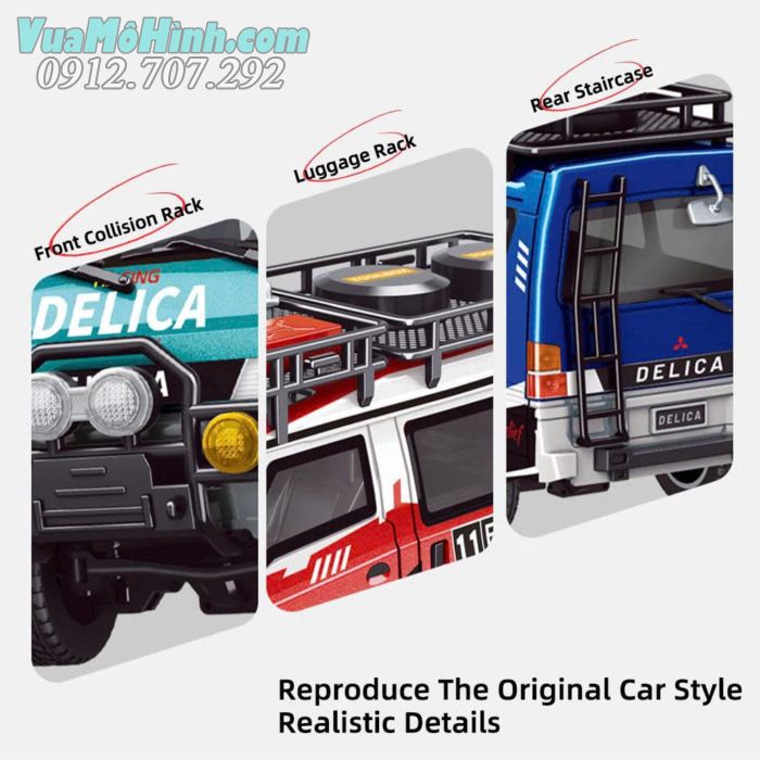 "Xe điều khiển từ xa Delica 4WD hộp số cơ khí đa chế độ phiên bản địa hình 1/24
