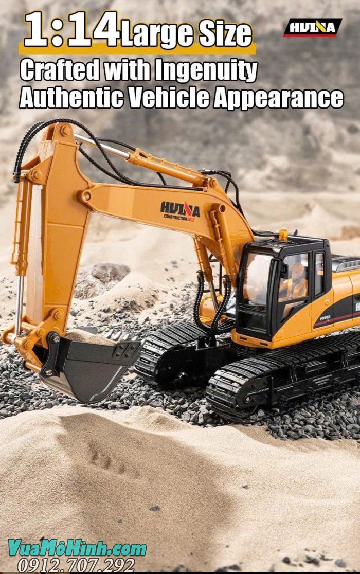Huina 1535-1 Model 2025 xe xúc điều khiển từ xa tỉ lệ 1/14 bản nâng cấp mới