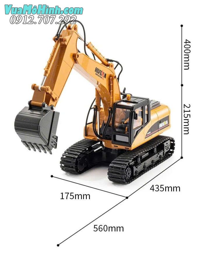 Huina 1535-1 Model 2025 xe xúc điều khiển từ xa tỉ lệ 1/14 bản nâng cấp mới