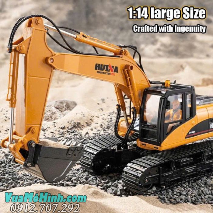 Huina 1535-1 Model 2025 xe xúc điều khiển từ xa tỉ lệ 1/14 bản nâng cấp mới