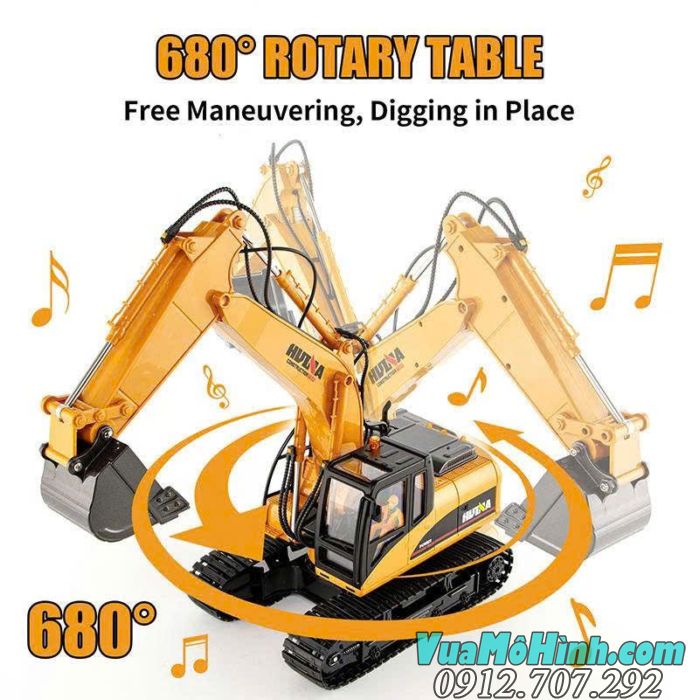 Huina 1535-1 Model 2025 xe xúc điều khiển từ xa tỉ lệ 1/14 bản nâng cấp mới