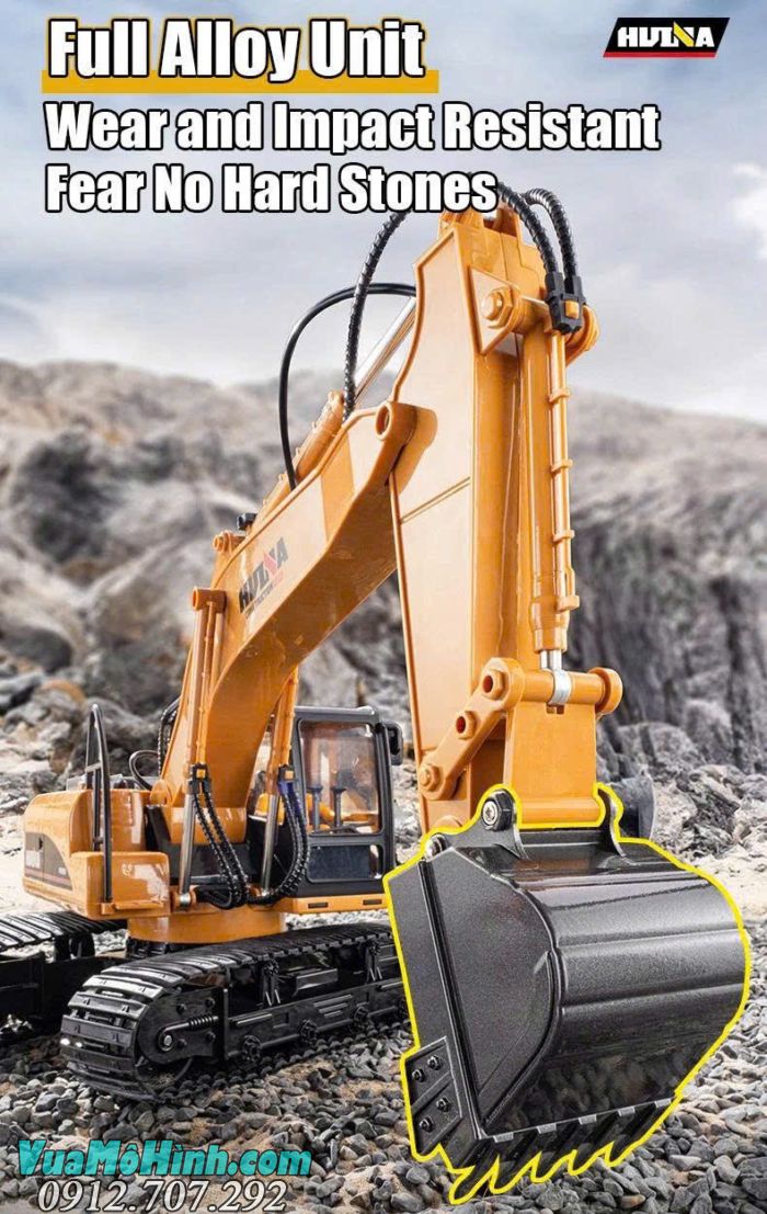 Huina 1535-1 Model 2025 xe xúc điều khiển từ xa tỉ lệ 1/14 bản nâng cấp mới