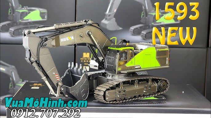 Mô hình xe xúc lật điều khiển từ xa Huina 1593 model 2025, phiên bản mới, gập sâu hơn, động cơ mạnh, chi tiết kim loại sắc nét