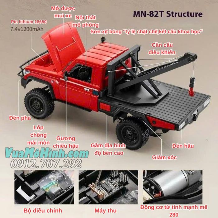 Xe mô hình điều khiển từ xa MN82 Pro MODEL MN82T 1/12 địa hình 4WD, bản nâng cấp siêu đẹp, chi tiết chân thực.