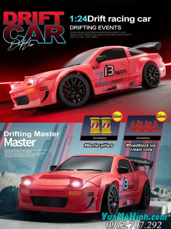 Xe điều khiển từ xa drift S811 S812 S813 / RC GTR tỷ lệ 1/24 2.4Ghz ,có đèn Led