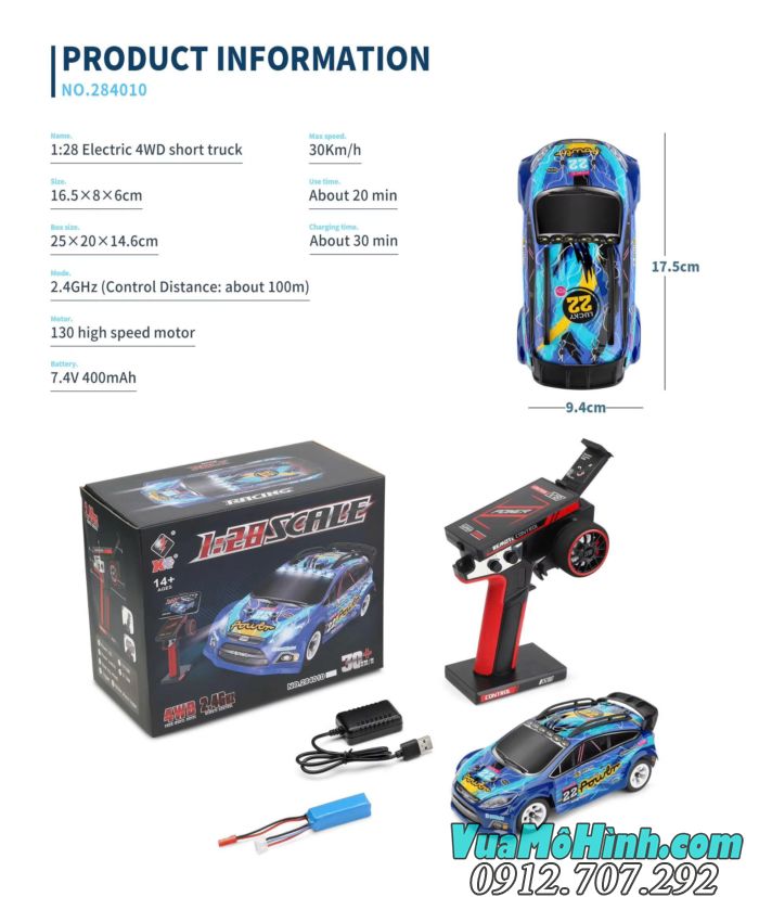 Xe điều khiển từ xa WLtoys 284010 1/28 4WD tốc độ cao 30km/h