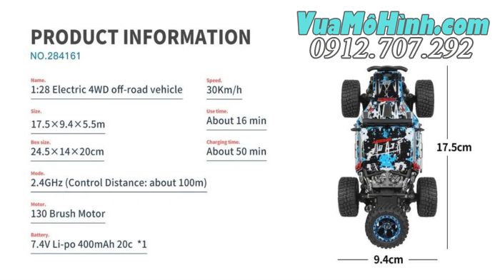 Xe điều khiển từ xa WLtoys 284161 1/28 4WD tốc độ 30km/h