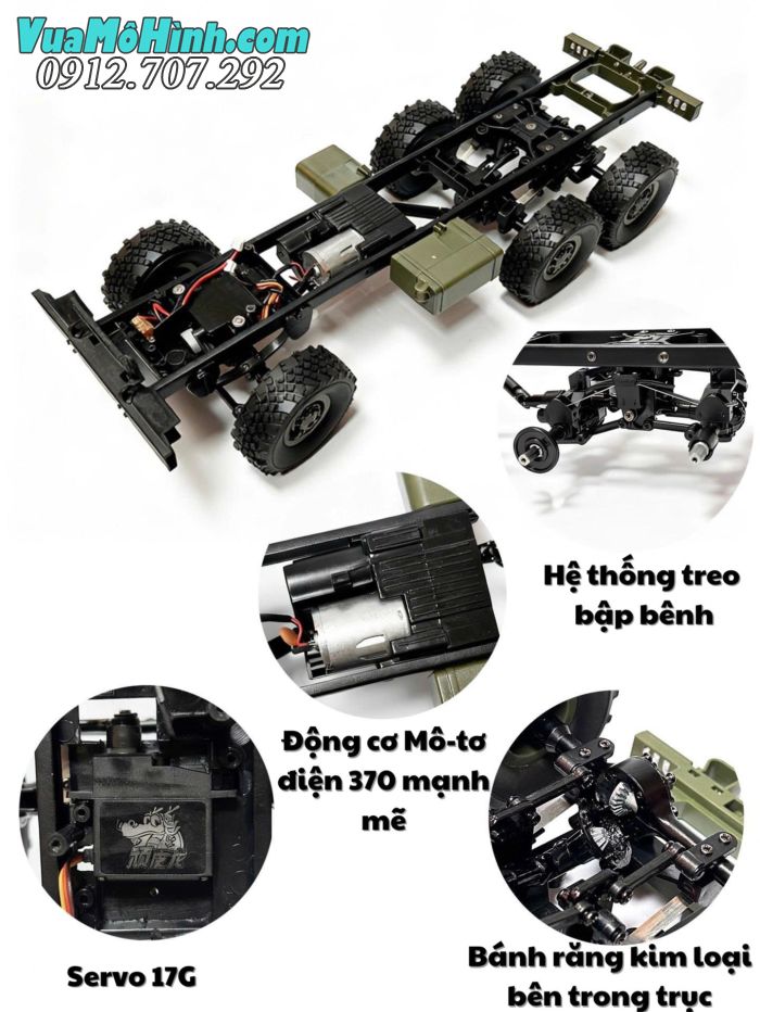 Xe điều khiển từ xa pháo phản lực WPL BM21 6x6 mô phỏng BM-21 Grad – biểu tượng pháo binh Việt Nam, tỉ lệ 1/16, có đèn LED và chi tiết chân thực