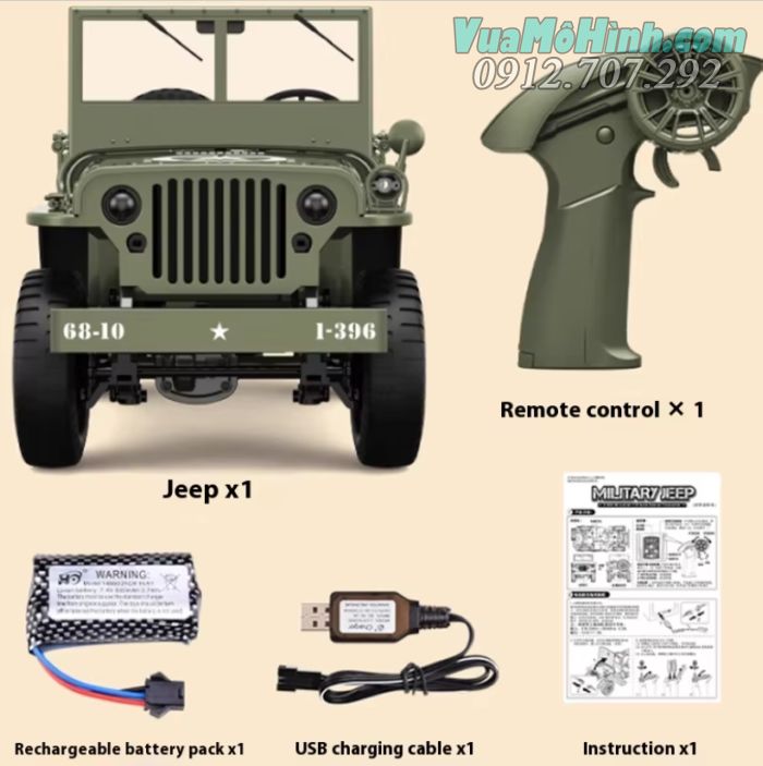 Mô hình xe  ô tô Jeep quân sự JJRC C8815 điều khiển từ xa