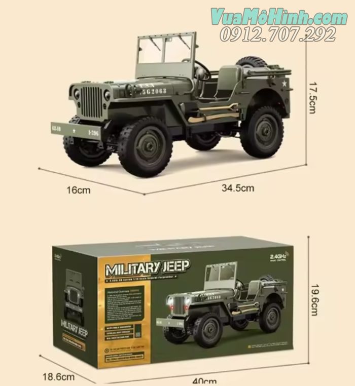 Mô hình xe  ô tô Jeep quân sự JJRC C8815 điều khiển từ xa