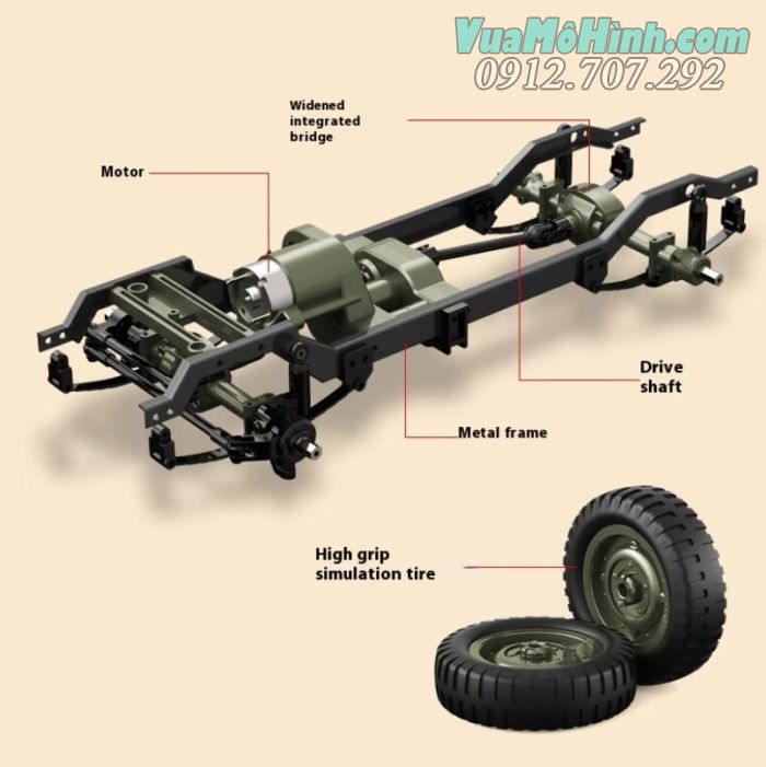 Mô hình xe  ô tô Jeep quân sự JJRC C8815 điều khiển từ xa