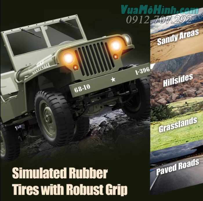 Mô hình xe  ô tô Jeep quân sự JJRC C8815 điều khiển từ xa