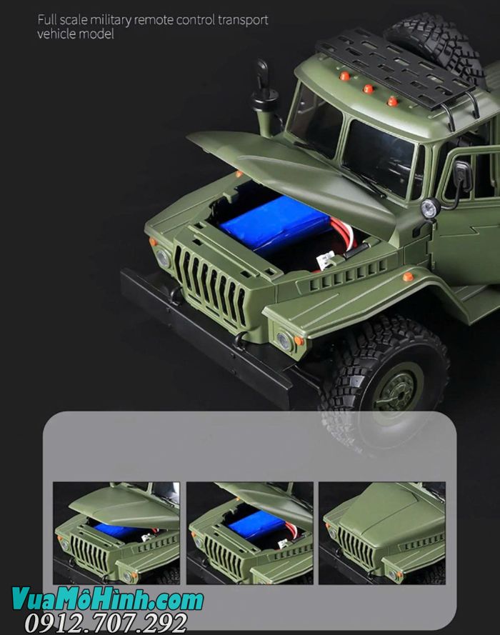 wpl b36 xe tải quân sự điều khiển từ xa ural truck 1/16 b36 6wd xe kéo semi rơ móc