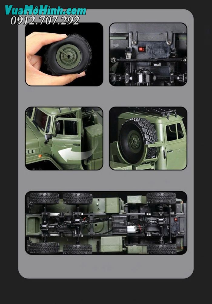 wpl b36 xe tải quân sự điều khiển từ xa ural truck 1/16 b36 6wd xe kéo semi rơ móc