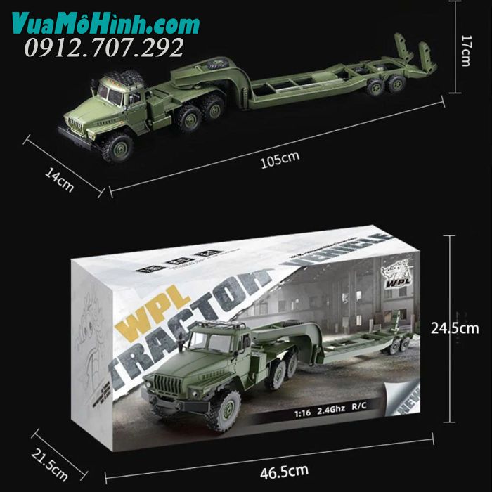 wpl b36 xe tải quân sự điều khiển từ xa ural truck 1/16 b36 6wd xe kéo semi rơ móc