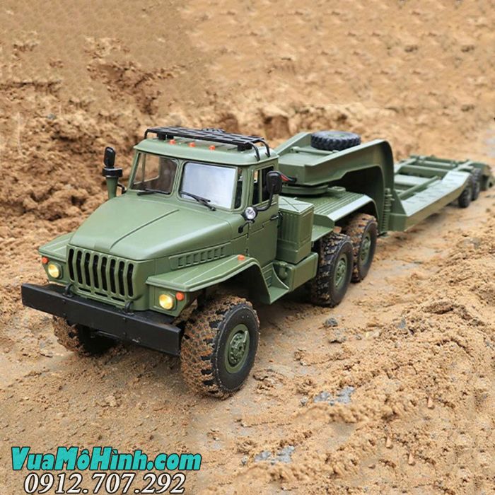 wpl b36 xe tải quân sự điều khiển từ xa ural truck 1/16 b36 6wd xe kéo semi rơ móc