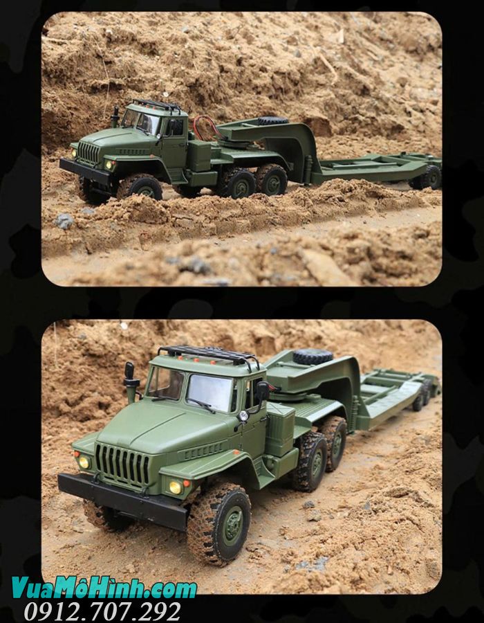 wpl b36 xe tải quân sự điều khiển từ xa ural truck 1/16 b36 6wd xe kéo semi rơ móc